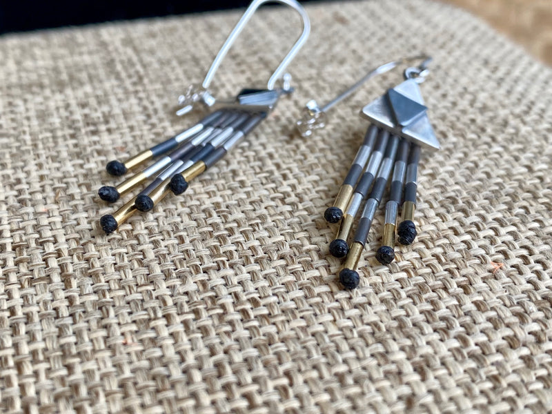 Piupiu Aonui Earrings - silver and gold