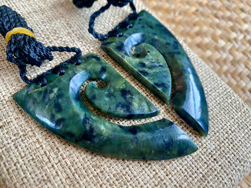 NZ Pounamu Joined Koru pendant - contemporary (set 2)