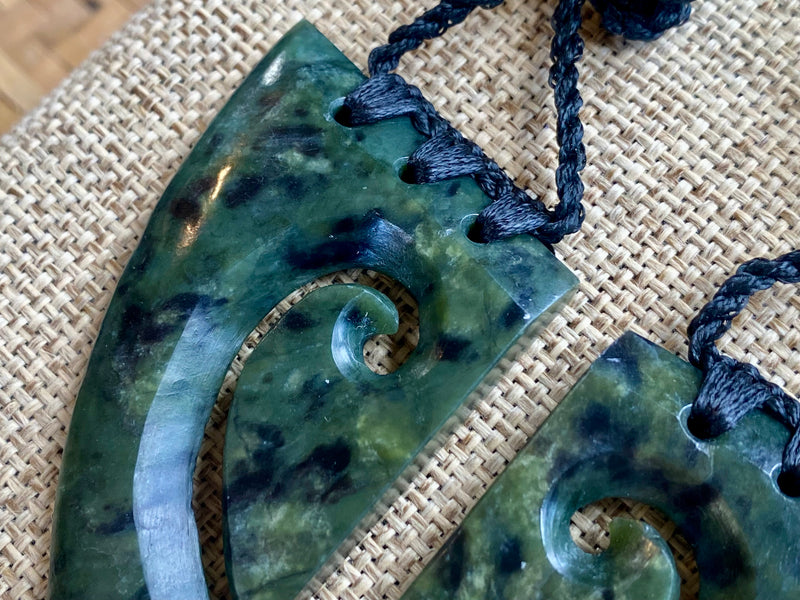 NZ Pounamu Joined Koru pendant - contemporary (set 2)