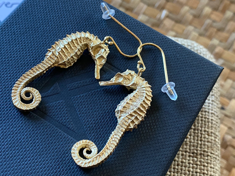 Seahorse Earrings - 10ct gold plate