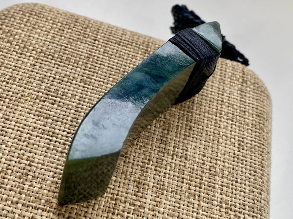 NZ Pounamu Curved Toki pendant