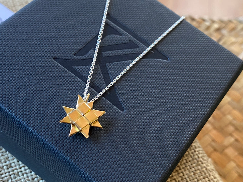 Woven Whetū Star Necklace - 10ct gold plated