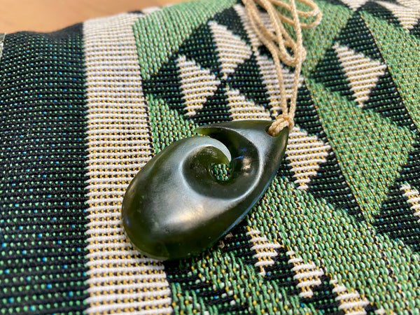 Contemporary Pounamu Roimata Koru pendant