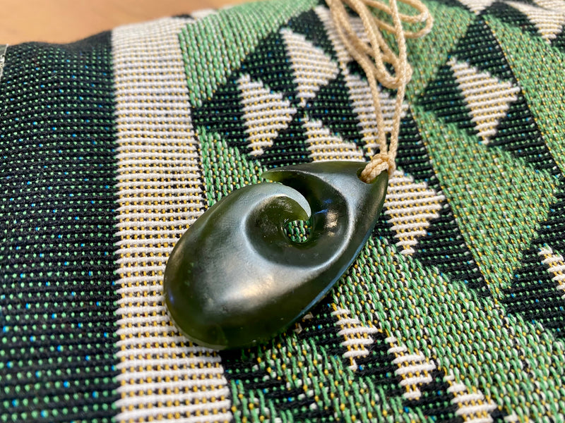 Contemporary Pounamu Roimata Koru pendant