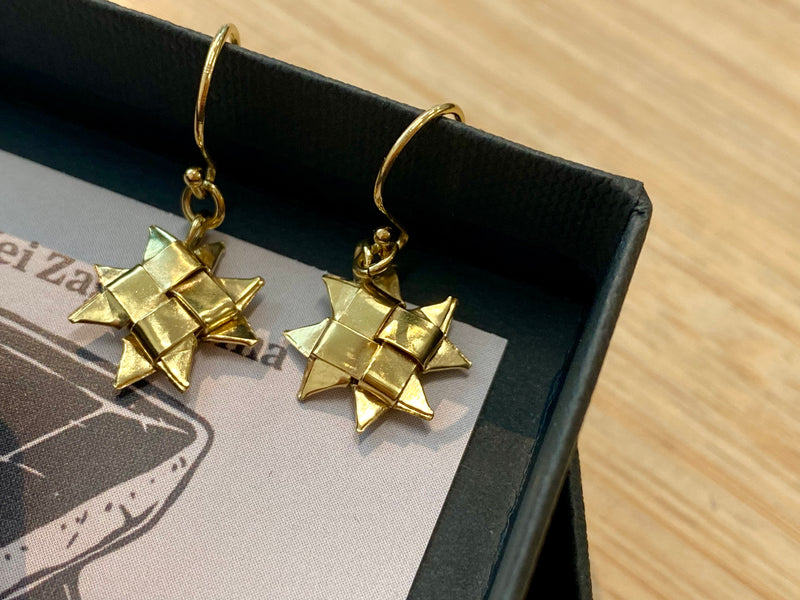 Woven Whetu Star Earrings - 10ct gold plate