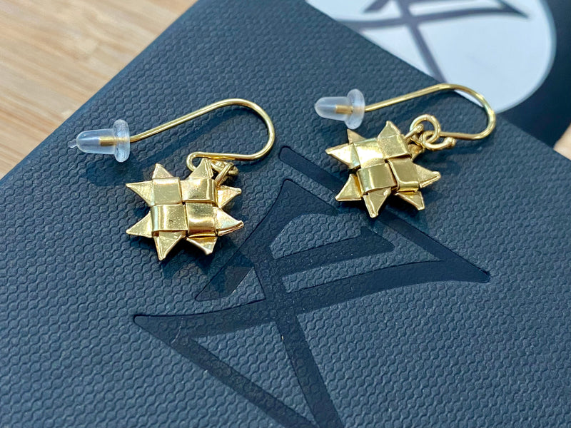 Woven Whetu Star Earrings - 10ct gold plate