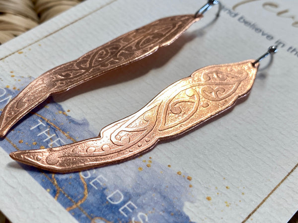 Etched Feather Earrings