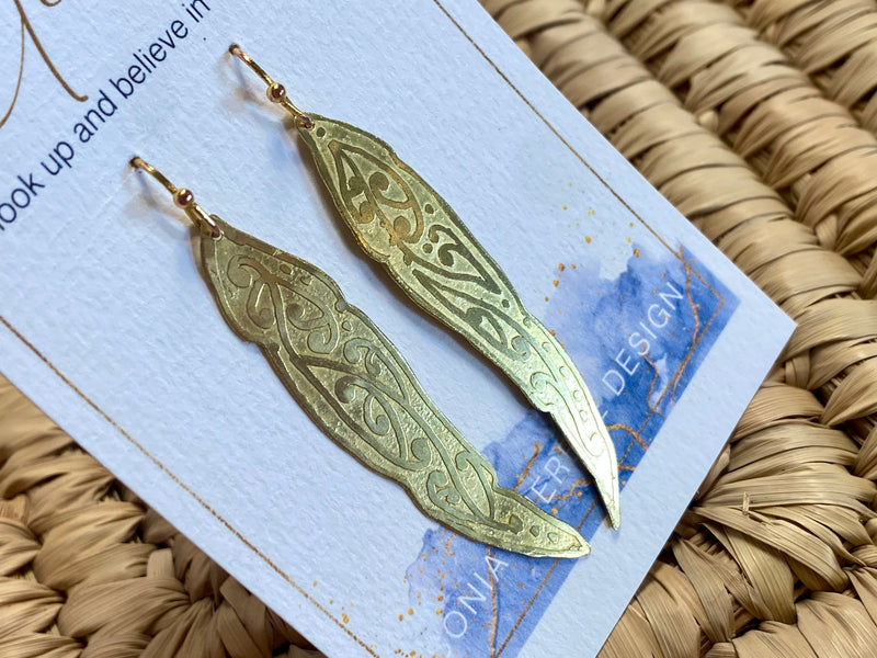 Etched Feather Earrings