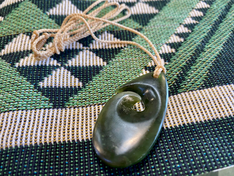 Contemporary Pounamu Roimata Koru pendant