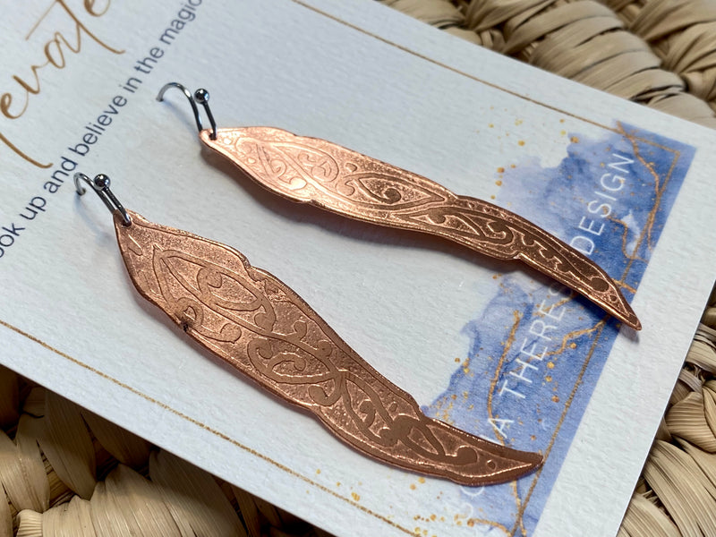 Etched Feather Earrings