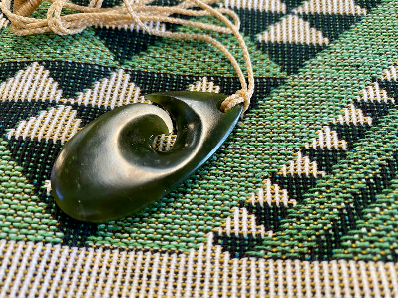 Contemporary Pounamu Roimata Koru pendant