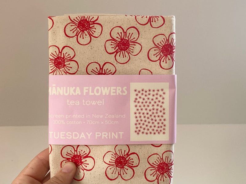 Cotton "Mānuka Flowers" Teatowel