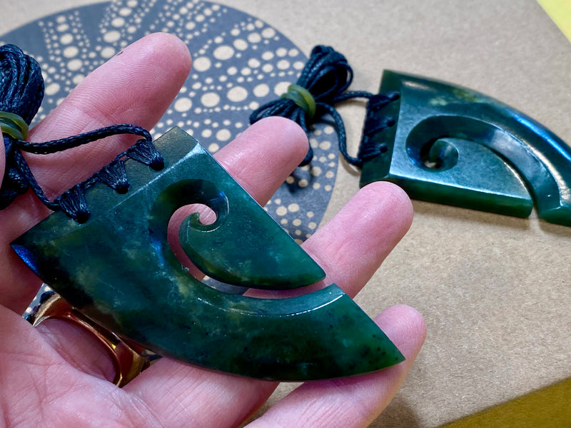 NZ Pounamu Joined Koru pendant - contemporary (set 2)