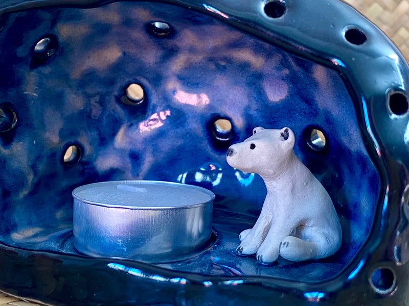 Ceramic Polar Bear in Cave