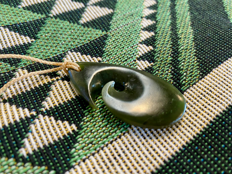 Contemporary Pounamu Roimata Koru pendant