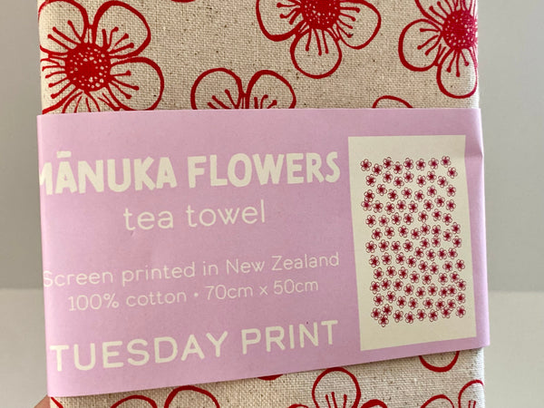 Cotton "Mānuka Flowers" Teatowel