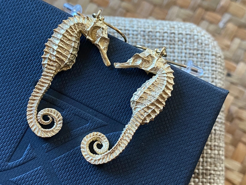 Seahorse Earrings - 10ct gold plate