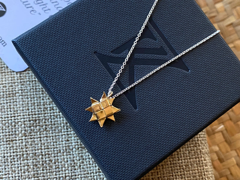 Woven Whetū Star Necklace - 10ct gold plated