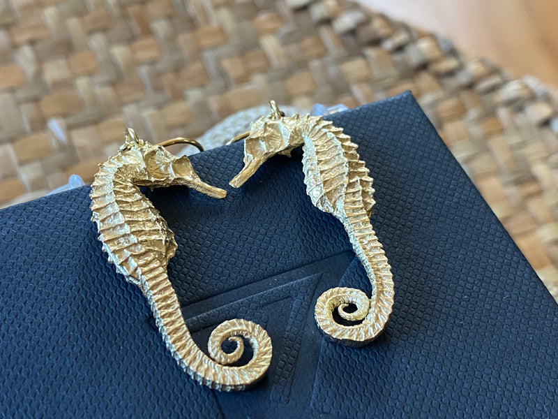 Seahorse Earrings - 10ct gold plate