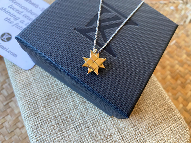 Woven Whetū Star Necklace - 10ct gold plated