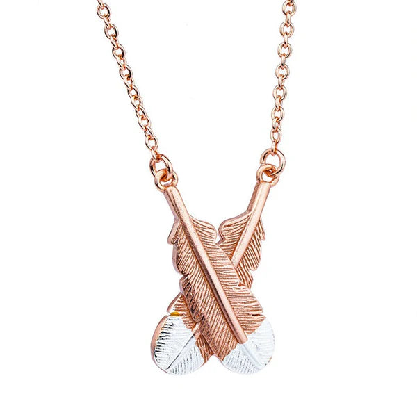 Little Taonga necklace - Crossed Huia Feathers
