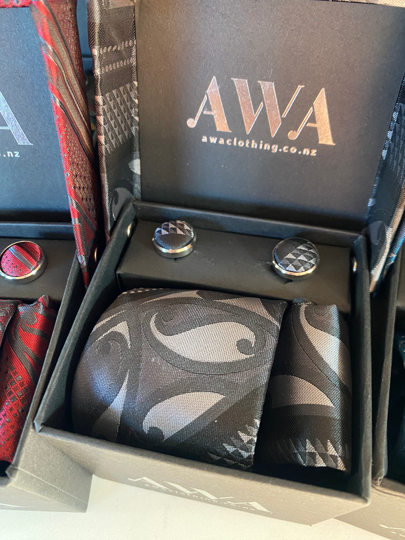 Māori Design Tie and Cufflink Sets