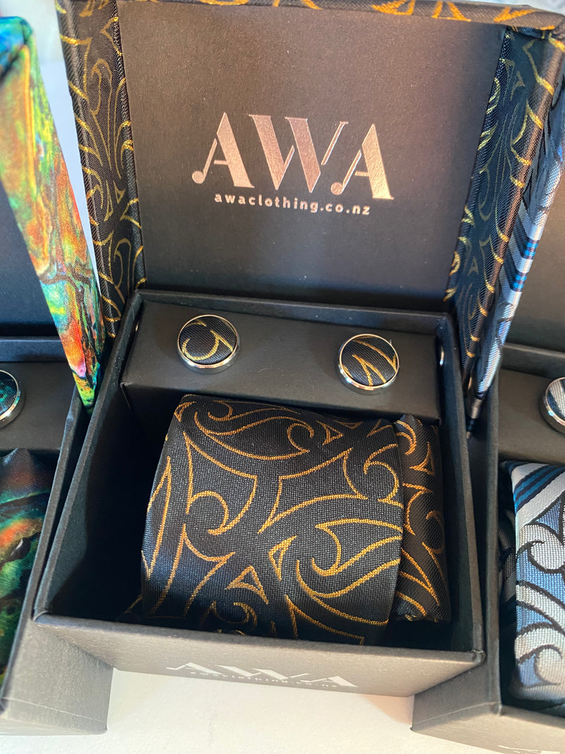 Māori Design Tie and Cufflink Sets