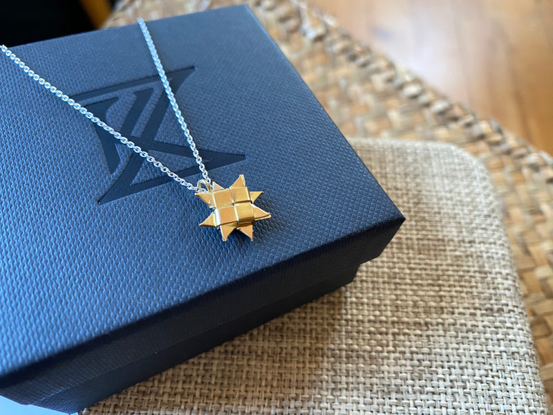 Woven Whetū Star Necklace - 10ct gold plated