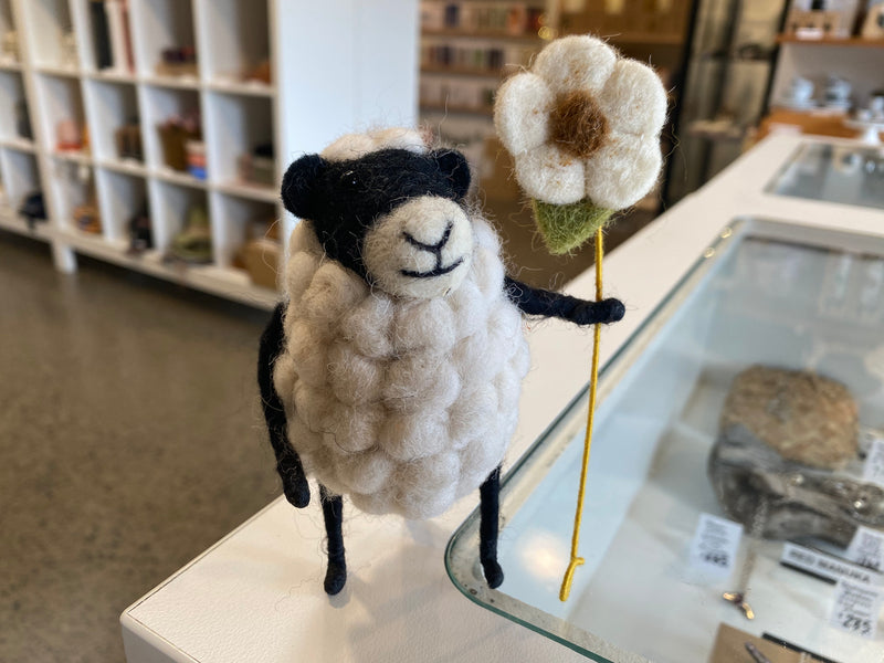 Felt Sheep with Flower