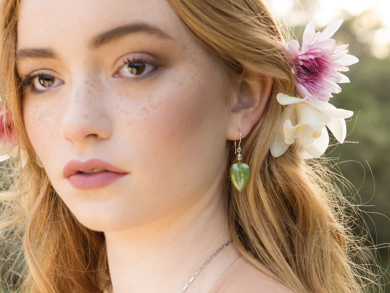 NVK Pounamu Pohutukawa Leaf Earrings