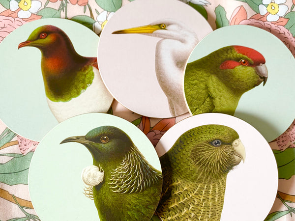 NZ Native bird cork coasters assorted