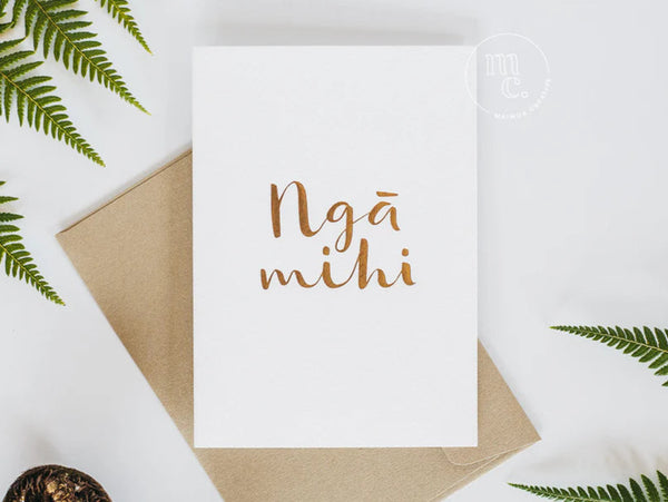 Card - Ngā Mihi - gold foil (Thankyou/Congratulations)