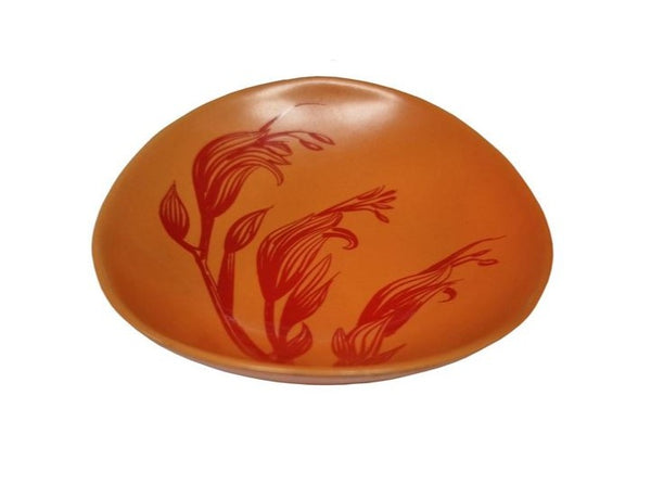 Ceramic Harakeke Dish - orange red