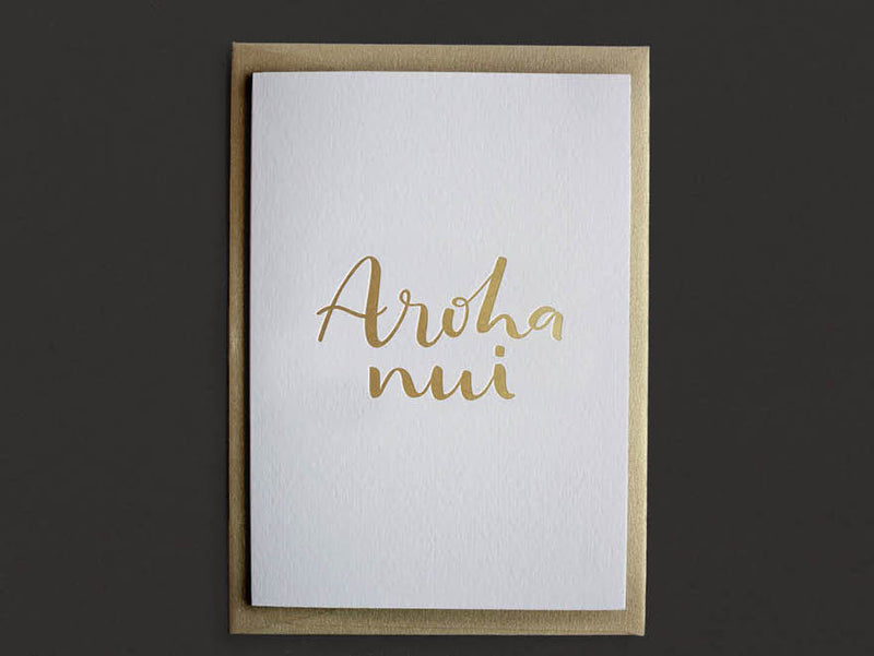 Card - Aroha Nui - gold (Lots of Love)