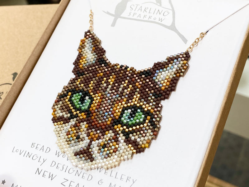 Hand beaded Cat Necklace