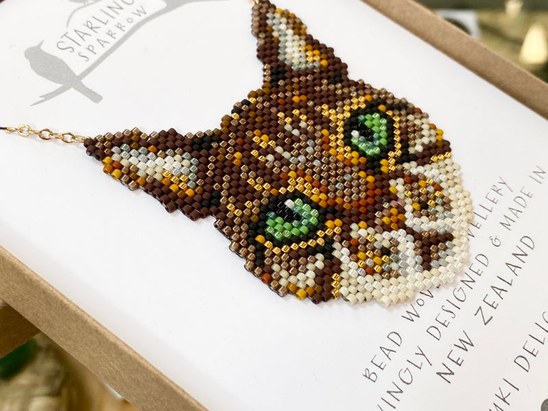 Hand beaded Cat Necklace