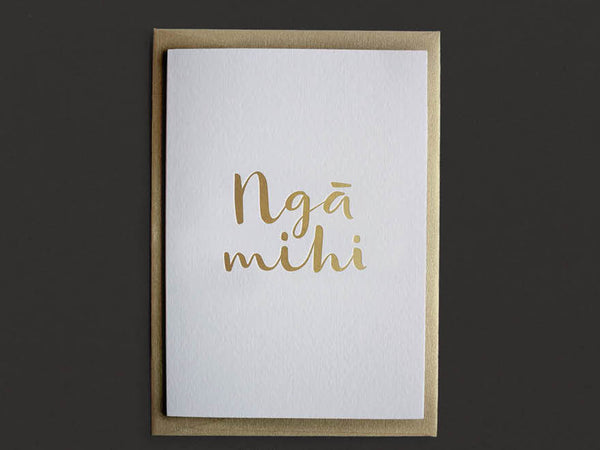 Card - Ngā Mihi - gold (Thankyou/Congratulations)